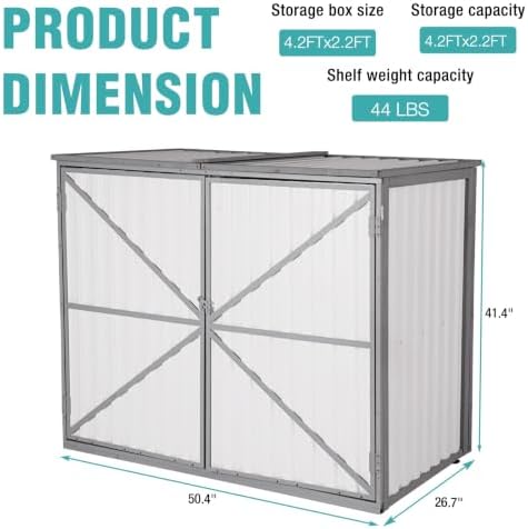 outdoor storage shed 4.2x2.2ft with metal frame & on a desk or shelf