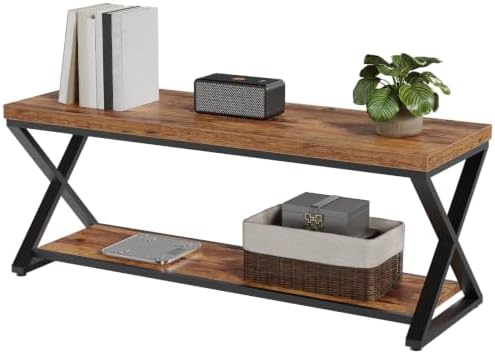ibf rustic entryway bench with storage, rustic brown, view 9