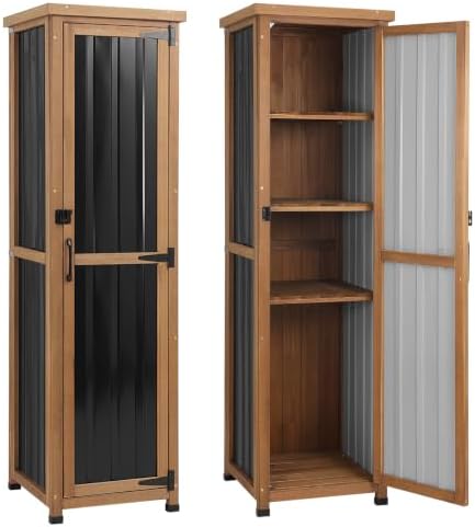petscosset 62" h outdoor corner storage cabinet with, front angle view