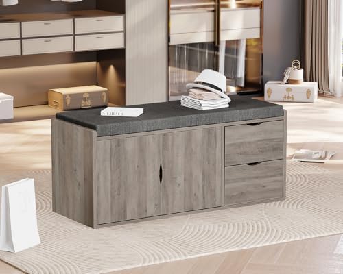 lvb 2-tier storage bench with padded cushion, entryway, view 9