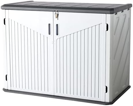 aoxun outdoor storage cabinet 35 cu.ft outdoor trash, view 9