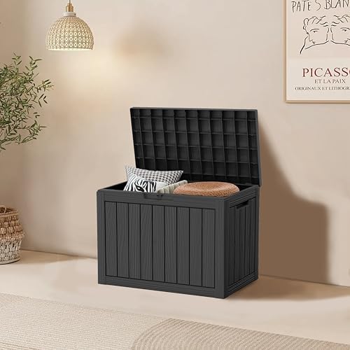 45 gallon resin deck box, waterproof outdoor storage, view 9