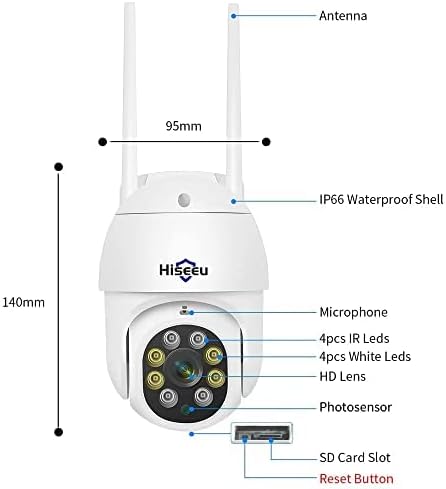 Hiseeu 2Pcs 5MP Security Camera PTZ Wireless Cameras Two Way Vioice - Image 8
