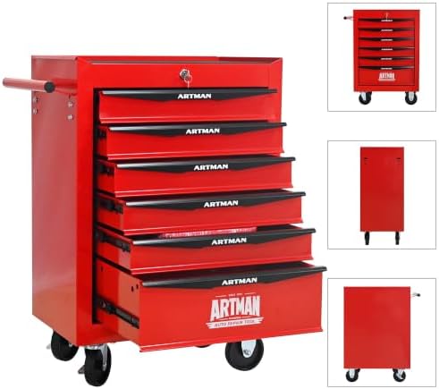 heavy duty 6-drawer rolling tool chest, key lock, view 9