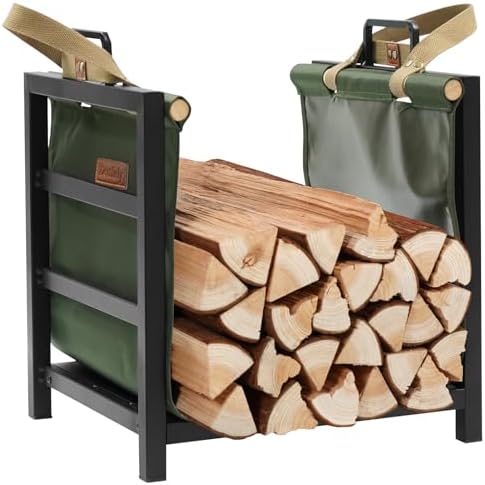 firewood rack indoor outdoor with firewood carrier, fireplace, view 9