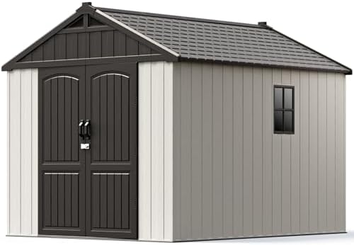 patiowell 8x10 ft resin outdoor storage shed with, view 9