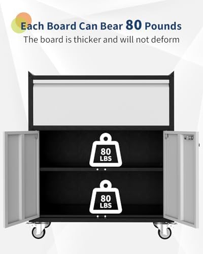 garveehome garage tool storage cabinet, heavy duty metal, front angle view