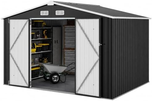 aoxun 10x8 ft shed outdoor storage shed with, front angle view