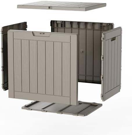 resin deck box outdoor storage box waterproof for, front angle view