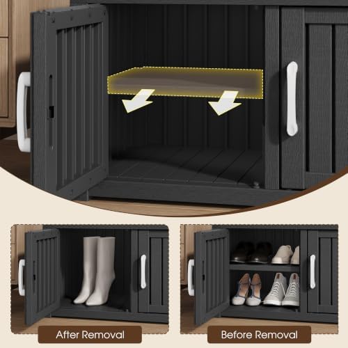 2-tier storage bench, waterproof uv-resistant outdoor shoe storage, view 9