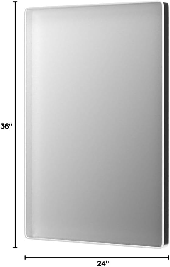 ISKM Modern 24"L x 36"W Silver Brushed Aluminum Alloy Mirror, Wall Mounted - Image 8