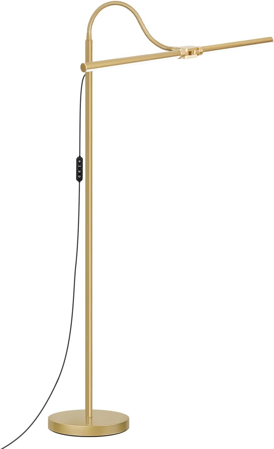 Gold Floor Lamp, 18W/2000LM Bright LED Floor Lamp for Living Room Office, Adjustable Gooseneck Dimmable Standing Task Lamp for Reading, Study, Arts, Eye Caring Craft Light for Sewing Tatoo Puzzle