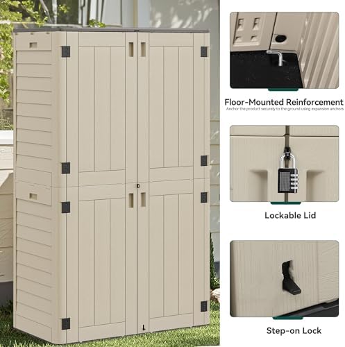 yitahome 60 cuft vertical outdoor storage shed w/o, view 9