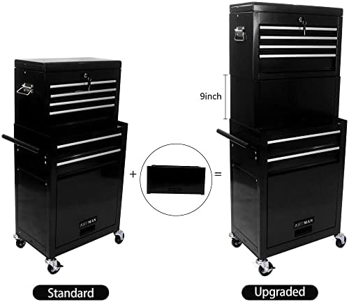 6-drawer tool chest, detachable top for garage, black, view 9