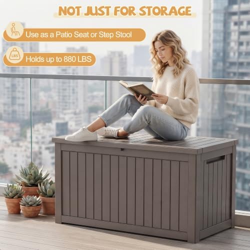 efu outdoor storage box waterproof, 360 gal gen, front angle view