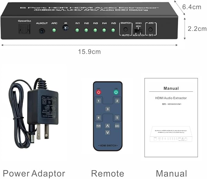 iArkPower 5 in 1 Out 4K@60Hz HDMI Switch Audio Extractor - Image 7