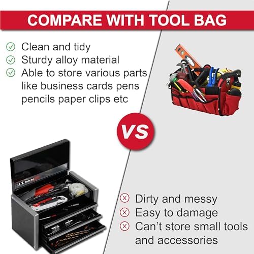 p.i.t. mini tool box,3 drawers small metal toolbox, view 9