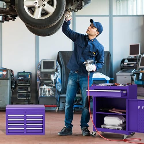 goplus purple tool chest, 5 drawers rolling tool, view 9
