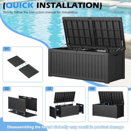 outdoor storage box waterproof, 200 gallon deck box, front angle view