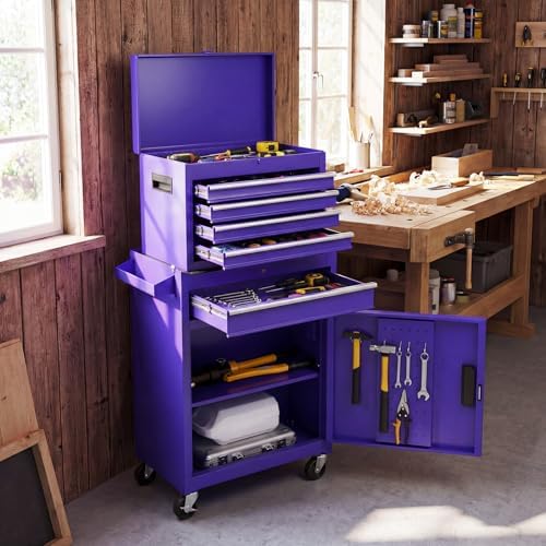 dreamade 5-drawer tool chest combo, rolling tool cabinet, view 9