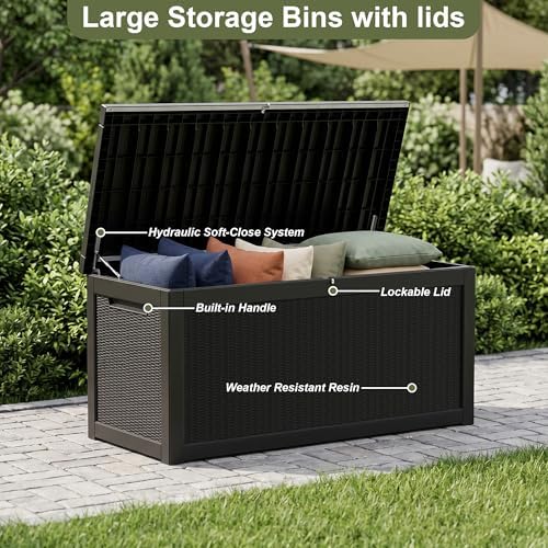 350 gallon outdoor storage box waterproof lockable deck, view 9