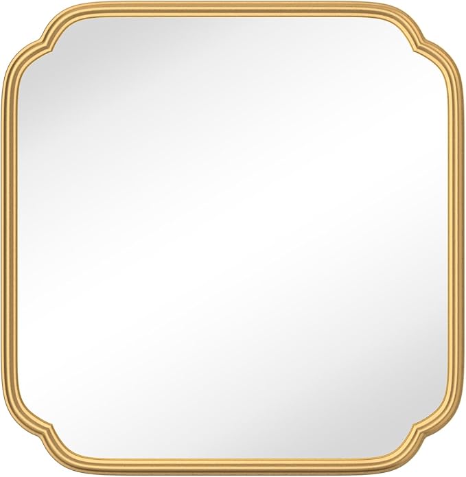 Gold Bathroom Mirror for Wall 24" x 24" Modern Rounded Corner Square Mirror - Image 8