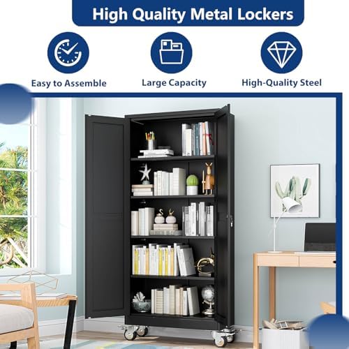 ckzbx metal garage storage cabinet with locking doors on a desk or shelf