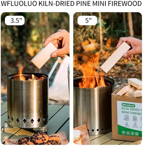 mini firewood with 4pcs fire starters&gloves 5'' lengths, front angle view