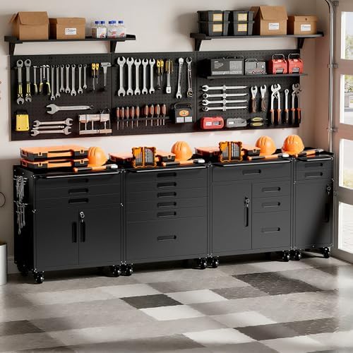 garage storage cabinet, metal rolling tool cabinet with, view 9
