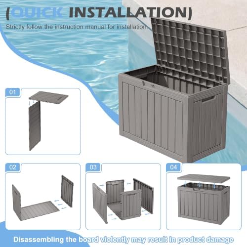 outdoor storage box waterproof, 50 gallon deck box, front angle view