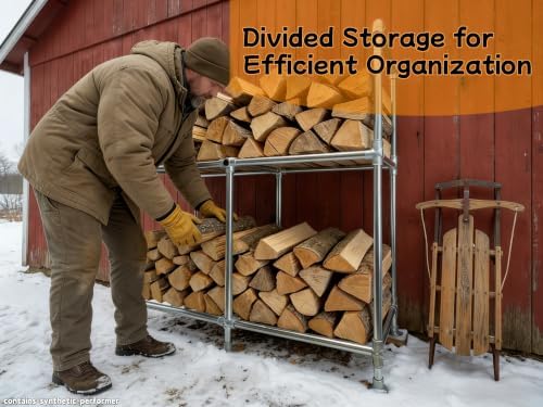 4ft heavy duty firewood rack outdoor with cover,2-tier,6, view 9