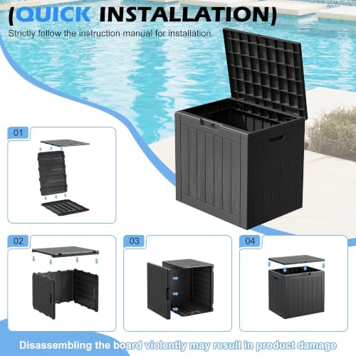 outdoor storage box waterproof, 32 gallon deck box, front angle view