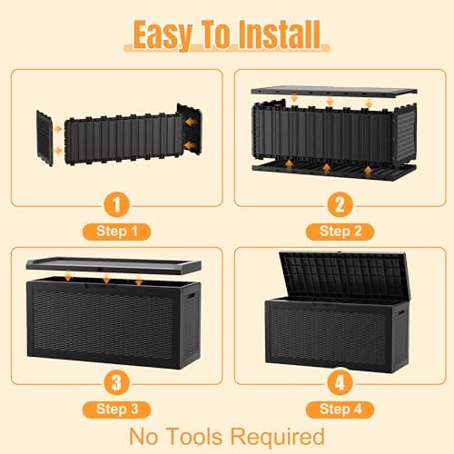 outdoor storage box,100 gallon waterproof resin patio deck, front angle view