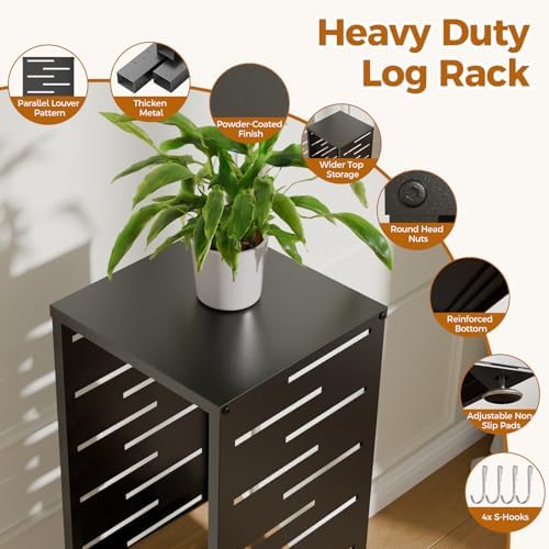 4ft firewood rack with louver pattern, fire wood, view 9