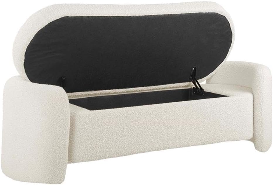 modway nebula boucle upholstered storage bench in ivory, package contents
