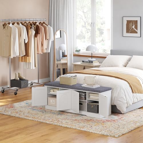 dinzi lvj shoe storage bench with cushion, door, view 9