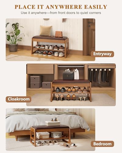 shoe rack bench with hidden storage, 2‑tier solid, view 9