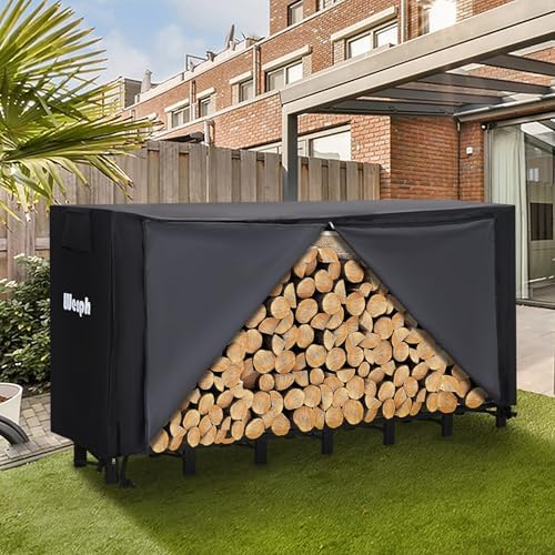 werph 8ft firewood rack outdoor, heavy duty firewood on a desk or shelf