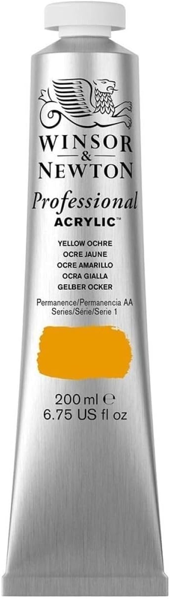 Winsor & Newton Professional Acrylic Paint, 200ml (6.75-oz) Tube, Yellow Ochre