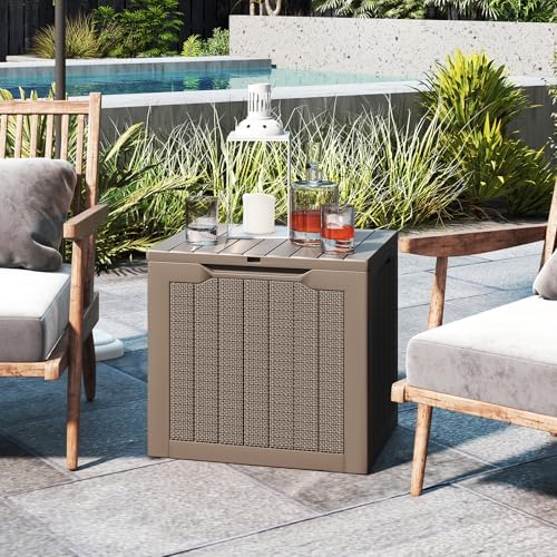tangkula 30 gallon outdoor storage box with lockable, view 9