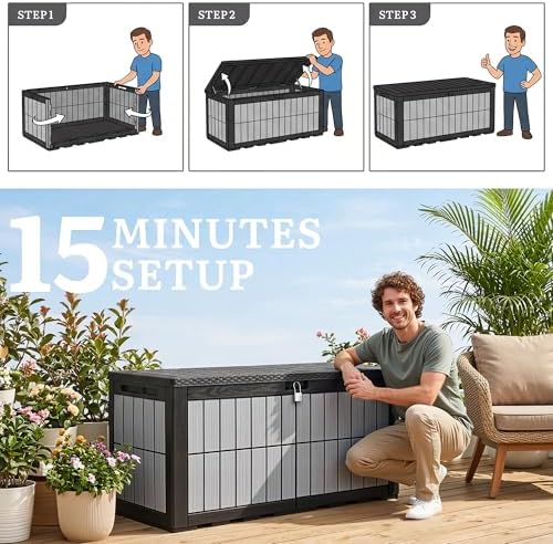 yitahome 134 gallon large deck box, view 9