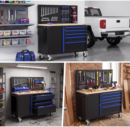 workpro 52" x 20" rolling tool chest with, front angle view