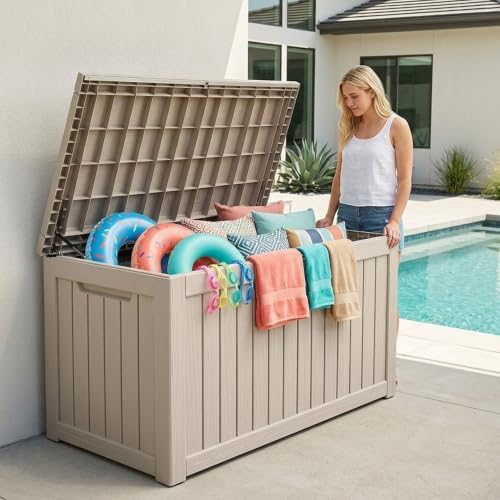 outdoor storage box,270 gallon waterproof deck box [upgraded, view 9