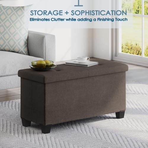 nestl 30 inch storage ottoman bench with storage, front angle view