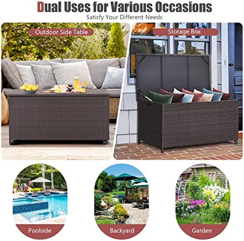 giantex outdoor wicker storage box - 50 gallon, view 9