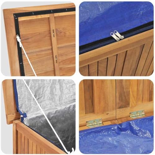 vidaxl solid teak wood patio storage box, view 9