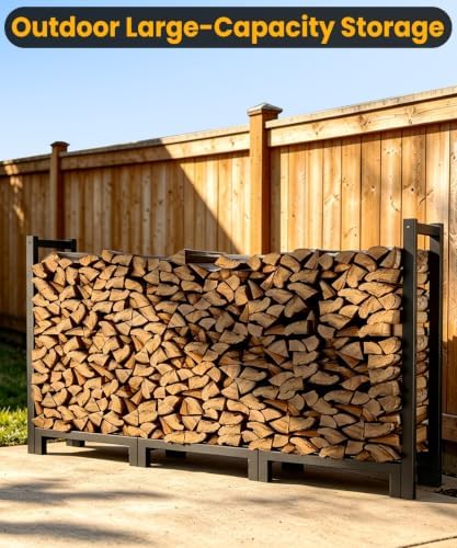 6ft firewood rack outdoor indoor, upgraded heavy duty on a desk or shelf