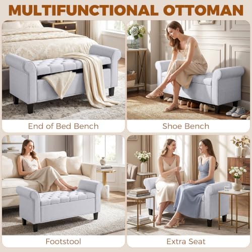 homcom 47" storage ottoman end of bed bench, view 9