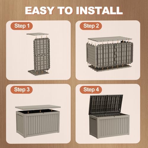 efu outdoor storage box 340 gallon deck box on a desk or shelf
