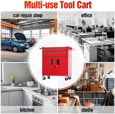 tool chest heavy duty cart steel rolling tool, front angle view